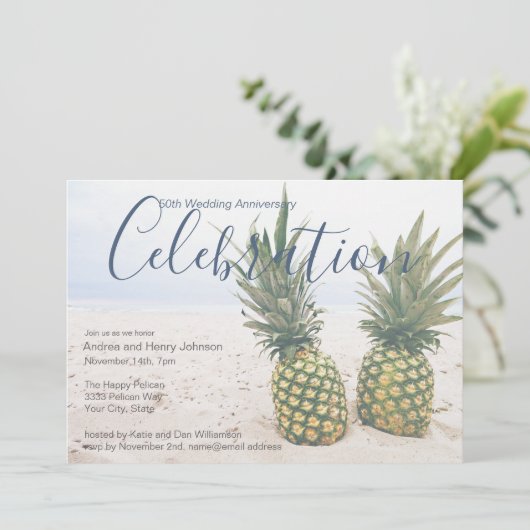 Invitation Célébration de mariage sur la plage pour le 50e an (Debout devant)