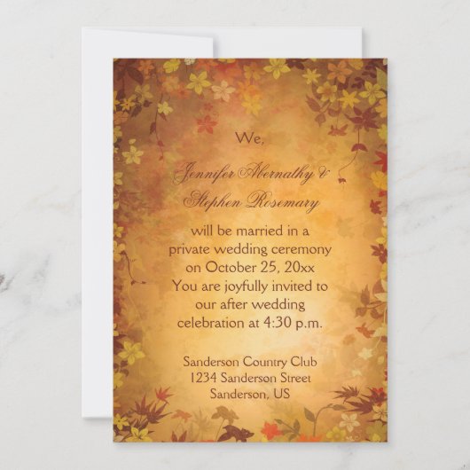 Invitation Célébration de mariage sur le thème des feuilles d (Devant)