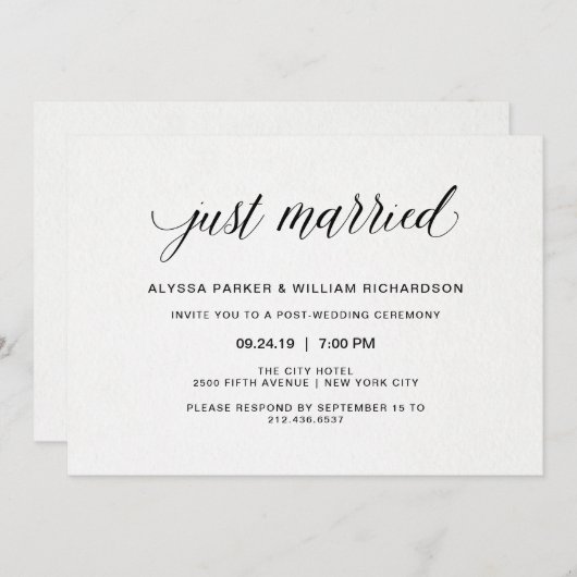 Invitation Célébration de mariage typographie simple élégante (Devant / Derrière)