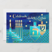 Invitation Célébration de Menorah & Dreidels Hanoukka (Devant)