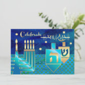 Invitation Célébration de Menorah & Dreidels Hanoukka (Debout devant)