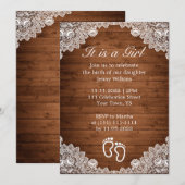 Invitation Célébration de naissance de la dentelle rustique e (Devant / Derrière)