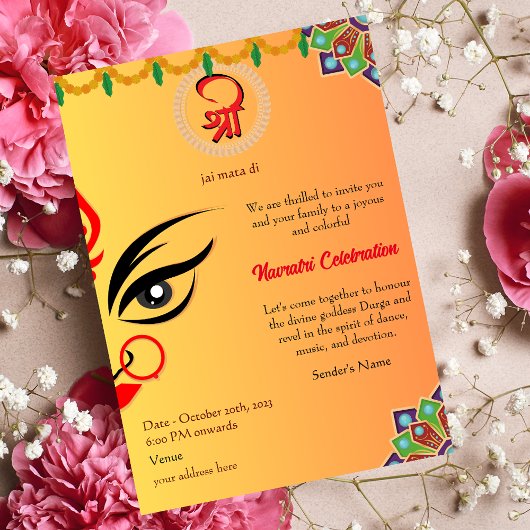 Invitation Célébration de Navratri Durga Puja