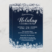 Invitation Célébration de Noël Blue White Snowflakes (Devant / Derrière)