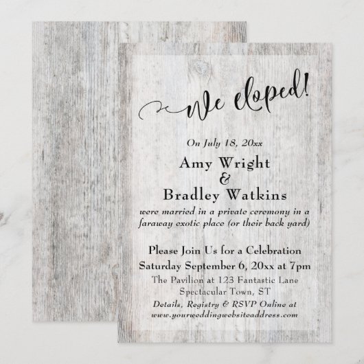 Invitation Célébration de notre évasion dans un bois gris vie (Devant / Derrière)