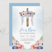 Invitation Célébration de Pâques de la croix de la résurrecti (Devant / Derrière)