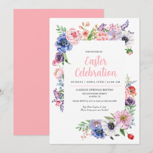 Invitation Célébration de Pâques de printemps dans le jardin (Devant / Derrière)