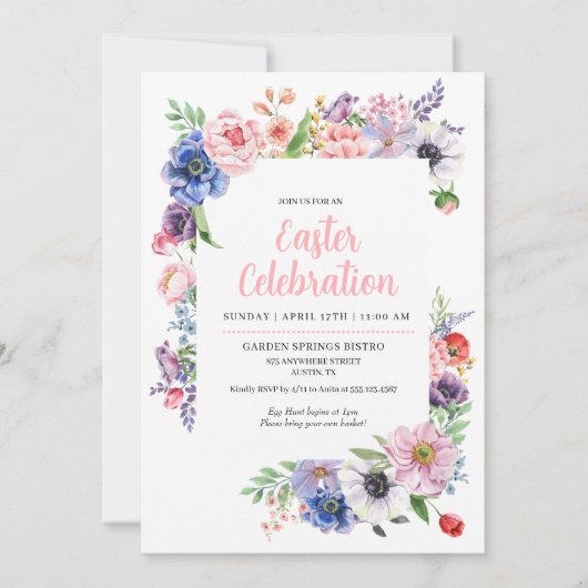 Invitation Célébration de Pâques de printemps dans un jardin (Devant)