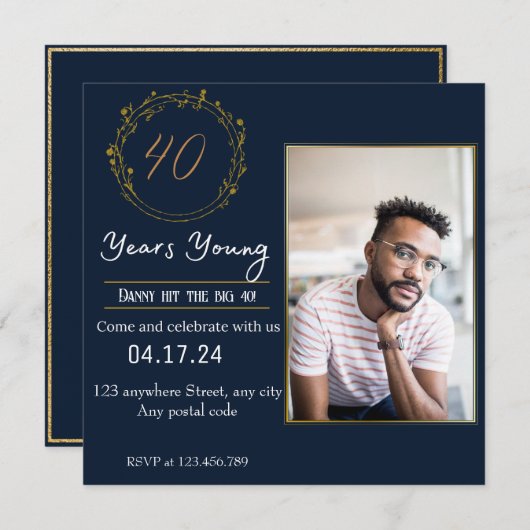 Invitation Célébration de Quarante Regal (Devant / Derrière)