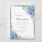 Invitation Célébration de Quinceañera Hydrangea Bleue 15 (Devant)