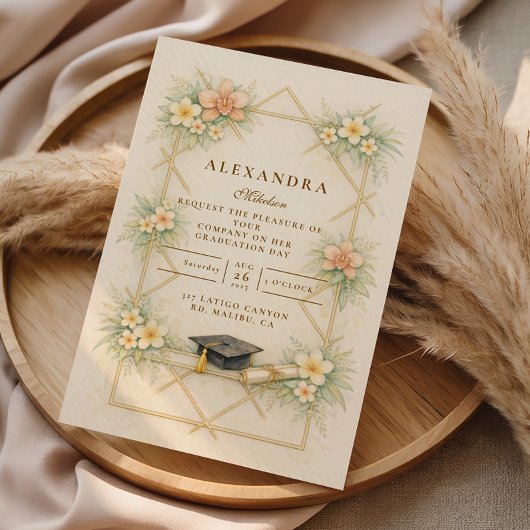 Invitation Célébration de remise de diplôme florale géométriq