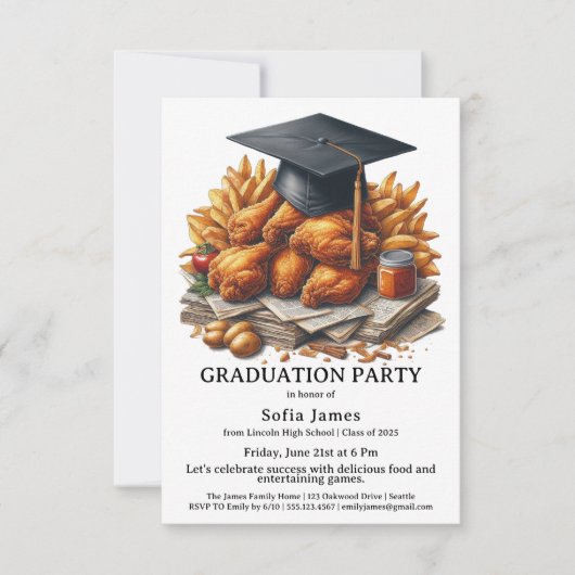 Invitation Célébration de remise de diplômes au poulet frit (Devant)