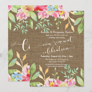 Invitation Célébration de renouvellement de vœux avec des fle