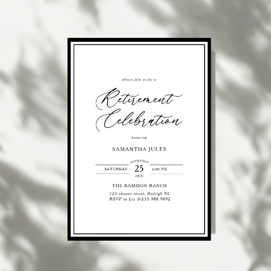 Invitation Célébration de retraite Écriture élégante moderne