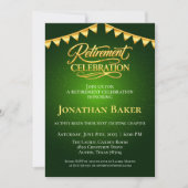 Invitation Célébration de retraite élégante avec bunting doré (Devant)