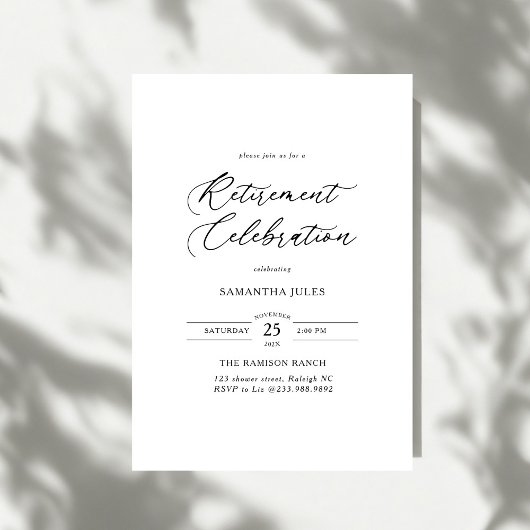 Invitation Célébration de retraite en écriture élégante moder