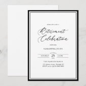 Invitation Célébration de retraite en écriture élégante moder (Devant / Derrière)