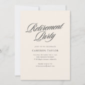 Invitation Célébration de retraite Ivory Cream Black Script (Devant)