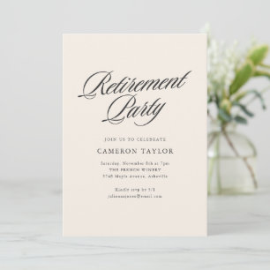 Invitation Célébration de retraite Ivory Cream Black Script