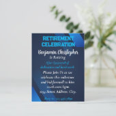 Invitation Célébration de retraite simple bleu marine (Debout devant)