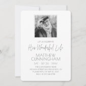 Invitation Célébration de sa vie Mémorial Photo moderne (Devant)