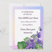 Invitation Célébration de service de vie aquarelle violette s (Dos)