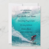 Invitation Célébration de service de vie Surfeur de vagues s (Dos)