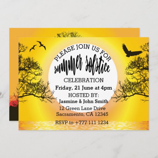 Invitation Célébration de solstice d'été (Devant / Derrière)