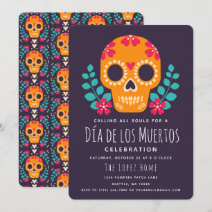 Invitation Célébration de Sugar Skulls Día de los Muertos