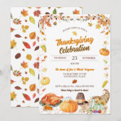Invitation Célébration de Thanksgiving à l'aquarelle (Devant / Derrière)