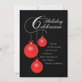 Invitation Célébration de vacances, ornements rouges de (Devant)