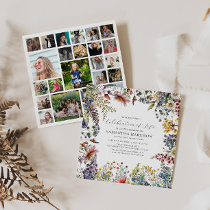 Invitation Célébration De Vie Élégante De Fleur Sauvage