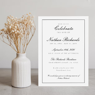Invitation Célébration de vie élégante et moderne en écriture