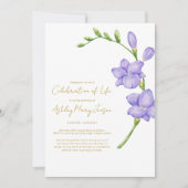 Invitation Célébration de vie funérailles Freesia (Devant)