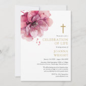 Invitation Célébration de vie funéraire chrétienne florale ro (Devant)