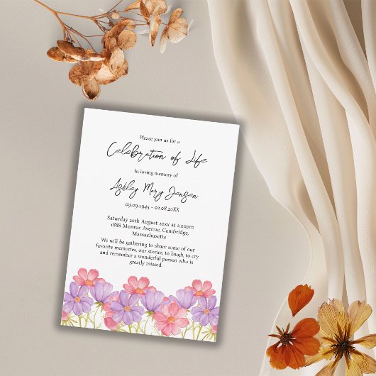 Invitation Célébration de vie funéraire Cosmos