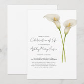 Invitation Célébration de vie funéraire du calla lily (Devant / Derrière)