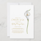 Invitation Célébration de vie funéraire du lys calla (Devant)