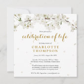 Invitation Célébration de vie funéraire florale Fleur de Blan (Devant)