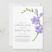 Invitation Célébration de vie funéraire Freesia (Devant)