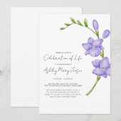 Invitation Célébration de vie funéraire Freesia (Devant / Derrière)