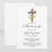 Invitation Célébration de vie funéraire Lavender Cross (Devant / Derrière)
