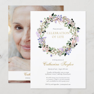 Invitation Célébration de vie funéraire photo florale de lava