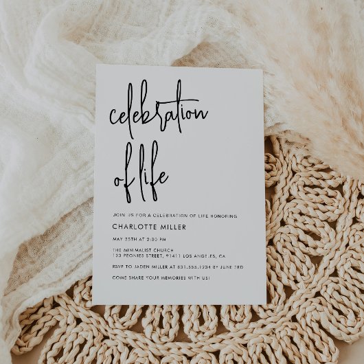 Invitation Célébration De Vie Moderne Boho Simple Script