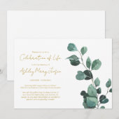 Invitation Célébration de vie simple au eucalyptus pour funér (Devant / Derrière)