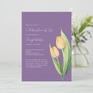 Invitation Célébration de vie simple de tulipes Funérailles