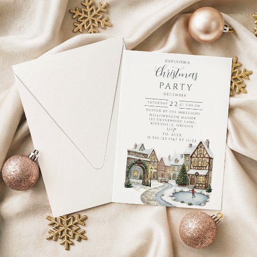 Invitation Célébration de village de Noël rustique