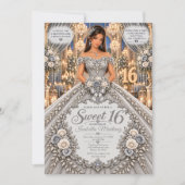 Invitation Célébration des 16 ans Silver Sweet (Devant)