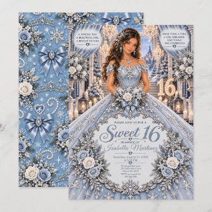 Invitation Célébration des 16 ans sucrés bleu glacé