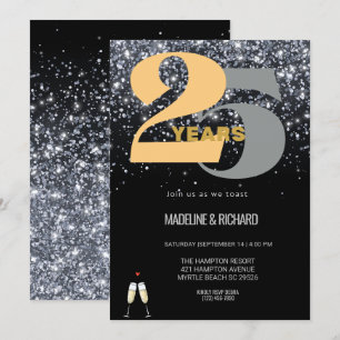 Invitation Célébration des 25 ans de Glitter Silver Anniversa